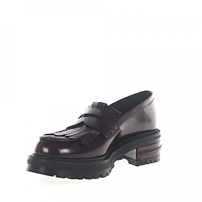 Dior Penny Loafer Fight Plateau Leather Bordeaux Foldover Fringes In Red