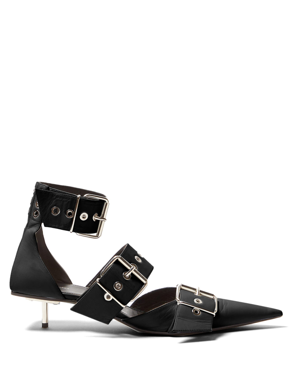 black buckle mules