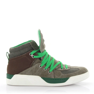 Dolce & Gabbana High-top Sneakers Canvas Brown Green