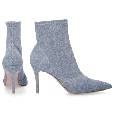 Gianvito Rossi Classic Ankle Boots Elite 85  Textile In Blue