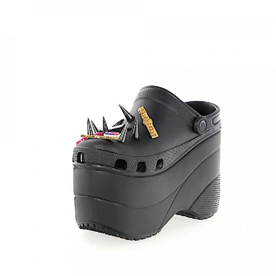 Balenciaga Clogs Gummi Logo Stacheln Schwarz In Black