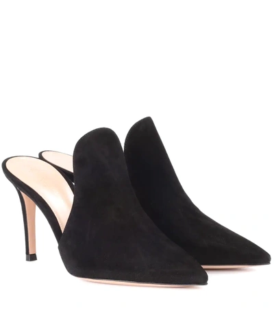 Gianvito Rossi Aramis 85 Suede Heeled Mules In Black