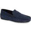 Tod's City Gommini Suede Penny Loafer, Blue In Navy Suede