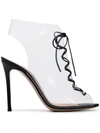 Gianvito Rossi Helmut Plexi 100 Lace-up Pvc And Leather Ankle Boots In Black
