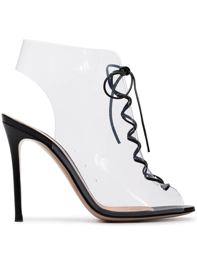 Gianvito Rossi Helmut Plexi 100 Lace-up Pvc And Leather Ankle Boots In Black