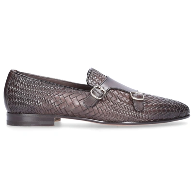 Santoni Monk Shoes 15924 Suede Grey