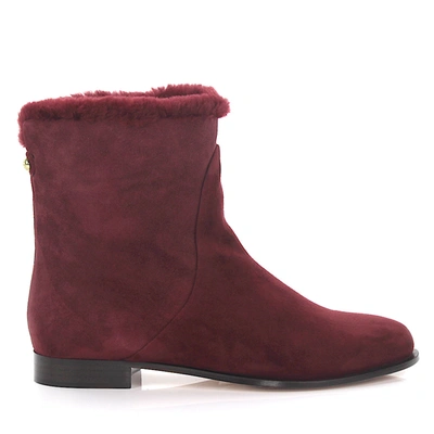 Jimmy Choo Classic Ankle Boots Mission Suede In Red