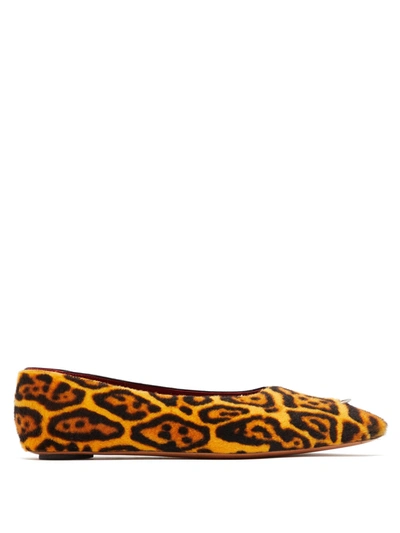 Marni Piercing Leopard-print Calf-hair Pumps In Orange