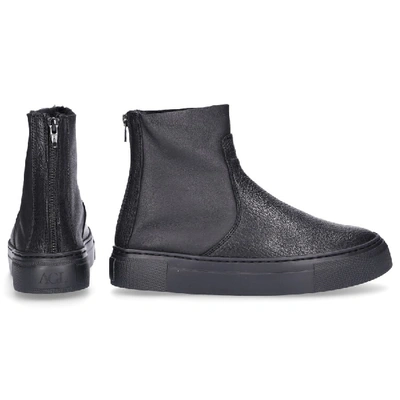 Agl Attilio Giusti Leombruni High-top Sneakers D925510 Calfskin Lambskin  Embossing Black