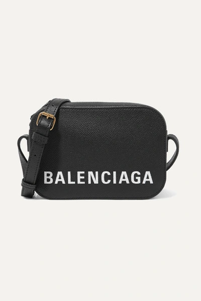 Balenciaga Ville Xs Aj Printed Textured-leather Shoulder Bag In Black