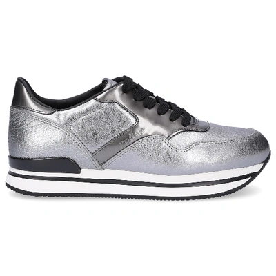 Hogan Low-top Sneakers Smooth Leather Hole Pattern Logo Silver