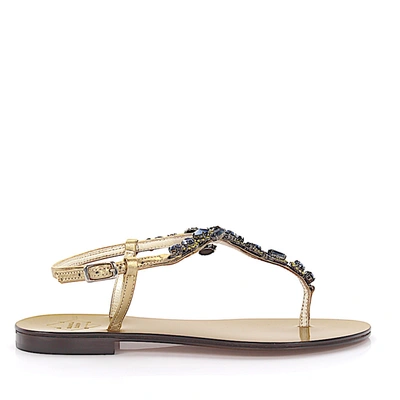 Emanuela Caruso Sandals Strass Gold In Blue
