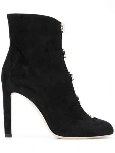 Jimmy Choo Loretta 100 Button-detailed Suede Ankle Boots In Black