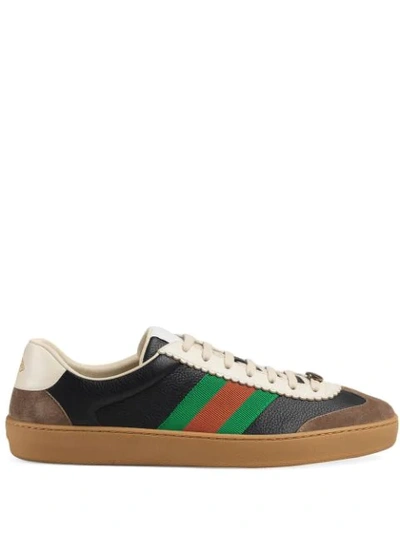 Gucci Leather And Suede Web Sneakers In Multi-colour