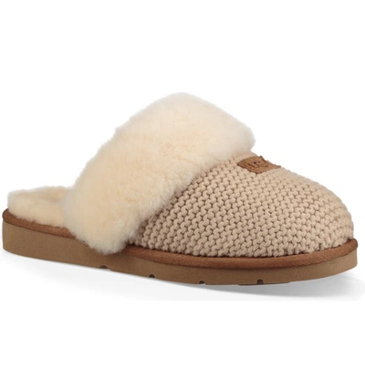 Ugg Slippers Cozy Knit  Cotton Logo Pale Pink In Cream