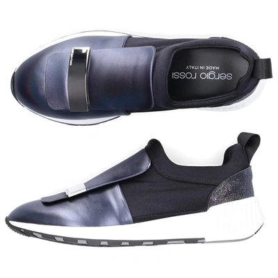 Sergio Rossi Slip-on Sr1running  Calfskin Polyamide Glitter Logo Black