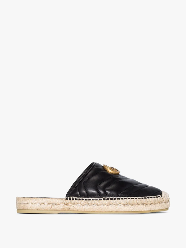 leather espadrille with double g
