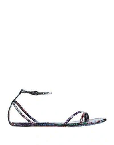 Balenciaga Graffiti Sandals In Black