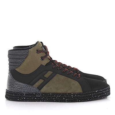 Hogan Rebel Leather Sneakers R141 In Green