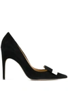 Sergio Rossi Black Suede Leather Pointed-toe Decollete'