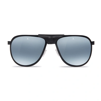 Vuarnet Men's Glacier Xl Polarized Sunglasses W/ Removable Leather Side Case In Blue Polarlynx