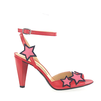 Marc Jacobs Sandals 693853 Smooth Leather Star Pattern Red Rose