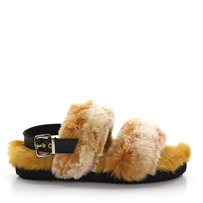 Emanuela Caruso Strappy Sandals Fur Upper Beige-combo