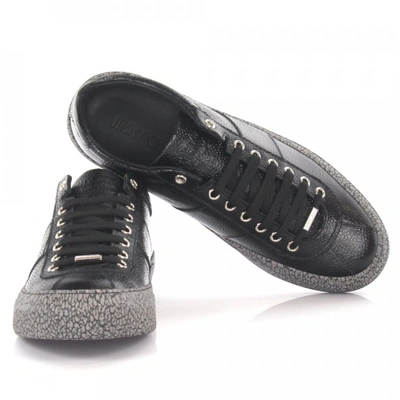 Jimmy Choo Leather Sneakers Calfskin Embossing Black