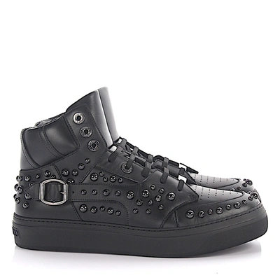 Jimmy Choo Leather Sneakers Ruben Calfskin In Black