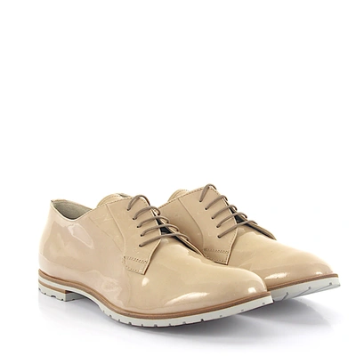 Agl Attilio Giusti Leombruni Lace Up Shoes D721011 Patent Leather In Beige