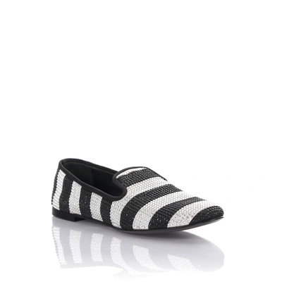 Giuseppe Zanotti Slip On Shoes Textile Strass Black Silver