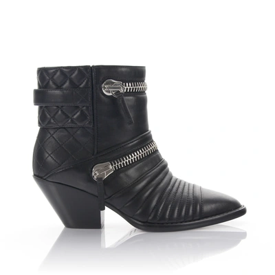 Giuseppe Zanotti Ankle Boots Nappa Leather Decorative Zipper Black
