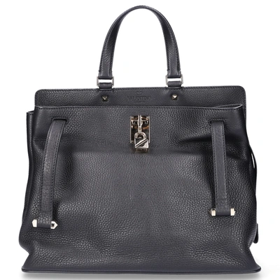 Valentino Garavani Women Handbag Piper Leather Embossed Logo Black
