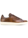 Tom Ford Leather Lace-up Sneakers In Brown