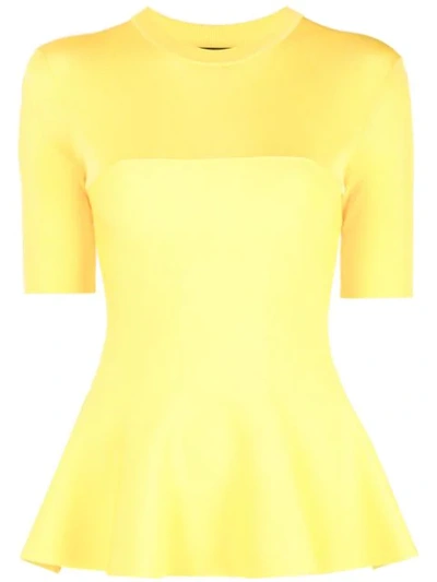 Proenza Schouler Matte Knit Peplum Top In Yellow