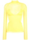 Proenza Schouler Matte Knit Turtleneck Top In Yellow