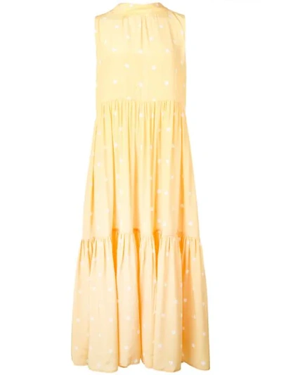 Asceno Polka Dot Tiered Dress - Yellow