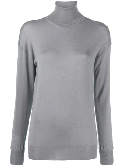 Tom Ford Cashmere/silk Knit Long-sleeve Turtleneck Sweater In Grey