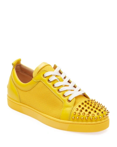 Christian Louboutin Men's Louis Junior Spiked Sneakers In Yellow