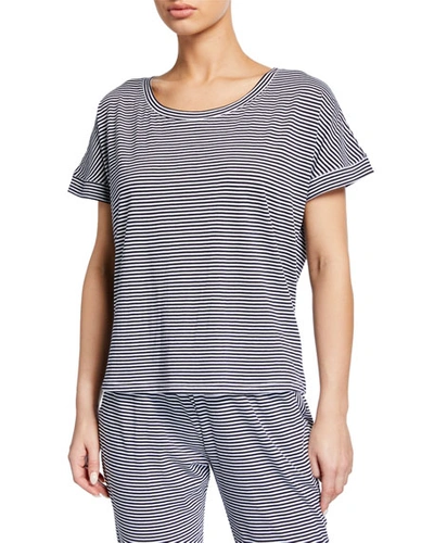 Eberjey Striped Cotton Lounge Top In Blue/white