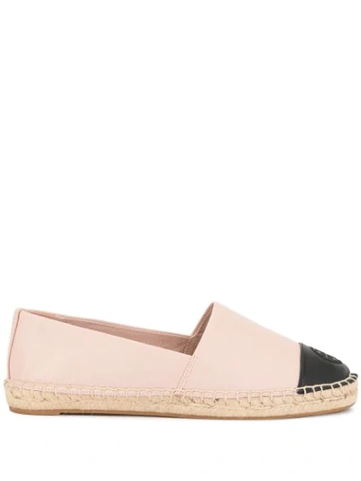 Tory Burch Colorblock Cap-toe Espadrille Flat, Ivory/black In Pink