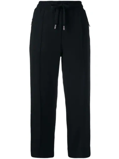 Dolce & Gabbana Felpa Dg Logo Banded Cropped Drawstring Jersey Sweatpants In N0000 Black