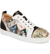 Christian Louboutin Men's Louis Junior Spikes Collage Red Sole Sneakers In Version Multi
