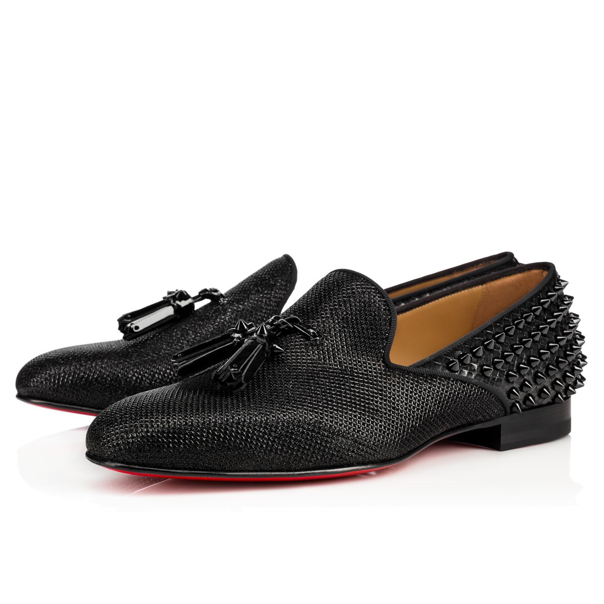 Christian Louboutin Tassilo Flat Black Glitter - Men Shoes - | ModeSens