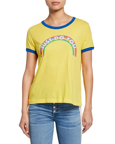 Wildfox Just Do You Johnny Ringer Short-sleeve Slogan T-shirt In Yellow