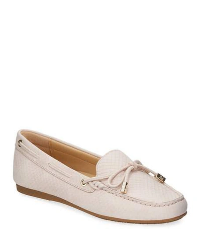 Michael Michael Kors Sutton Snake-embossed Bow Loafers In Blush