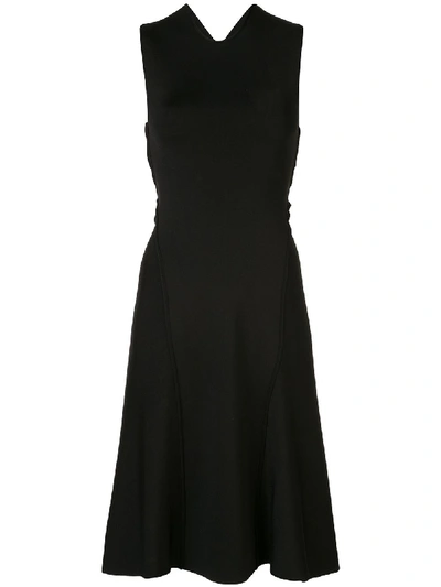 Victoria Beckham Shiny Compact Long Cross-back Dress In Black