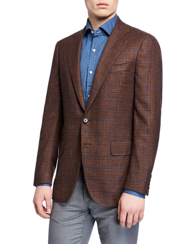 Isaia Men's Plaid Wool-blend Sport Coat In Brown