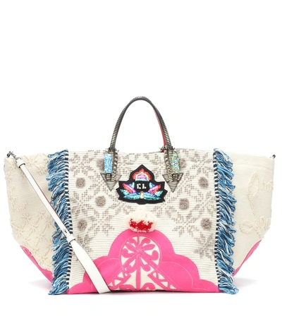 Christian Louboutin Portugalcaba Woven Fringed Tote Bag In White