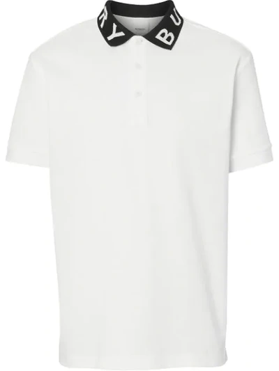 Burberry Ryland Logo Collar Short Sleeve Polo In White